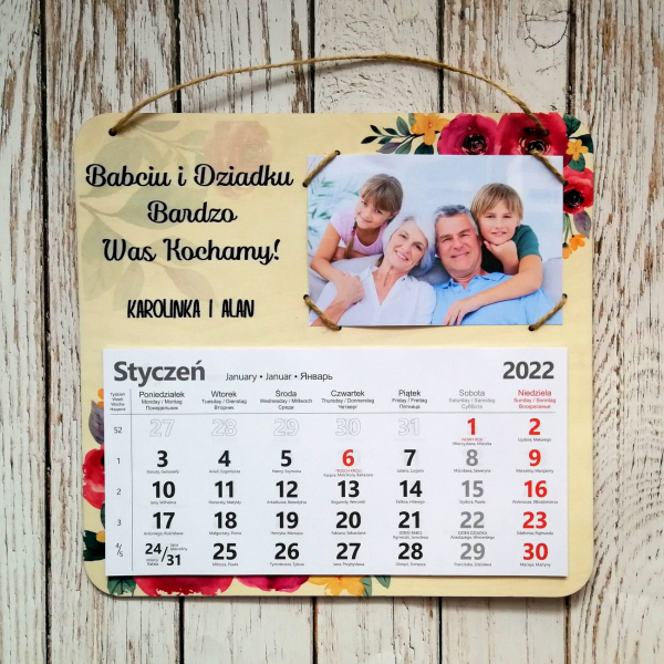 Kalendarz, nowy rok, babcia, dziadek, dzień babci, dzień dziadka, prezent, upominek, pamiątka