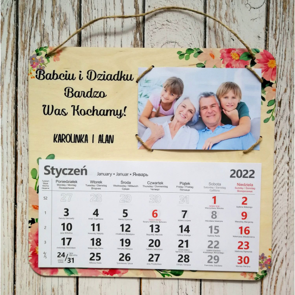Kalendarz, nowy rok, babcia, dziadek, dzień babci, dzień dziadka, prezent, upominek, pamiątka