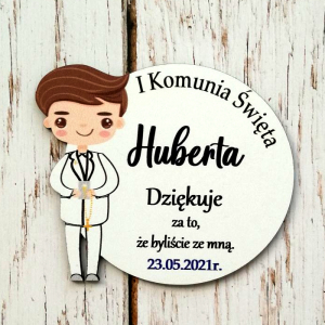 Magnes, serce, podziękowanie, komunia święta, pierwsza komunia święta, imienne dla gości, prezent, upominek