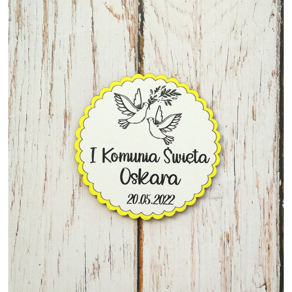 Magnes, serce, podziękowanie, komunia święta, pierwsza komunia święta, imienne dla gości, prezent, upominek